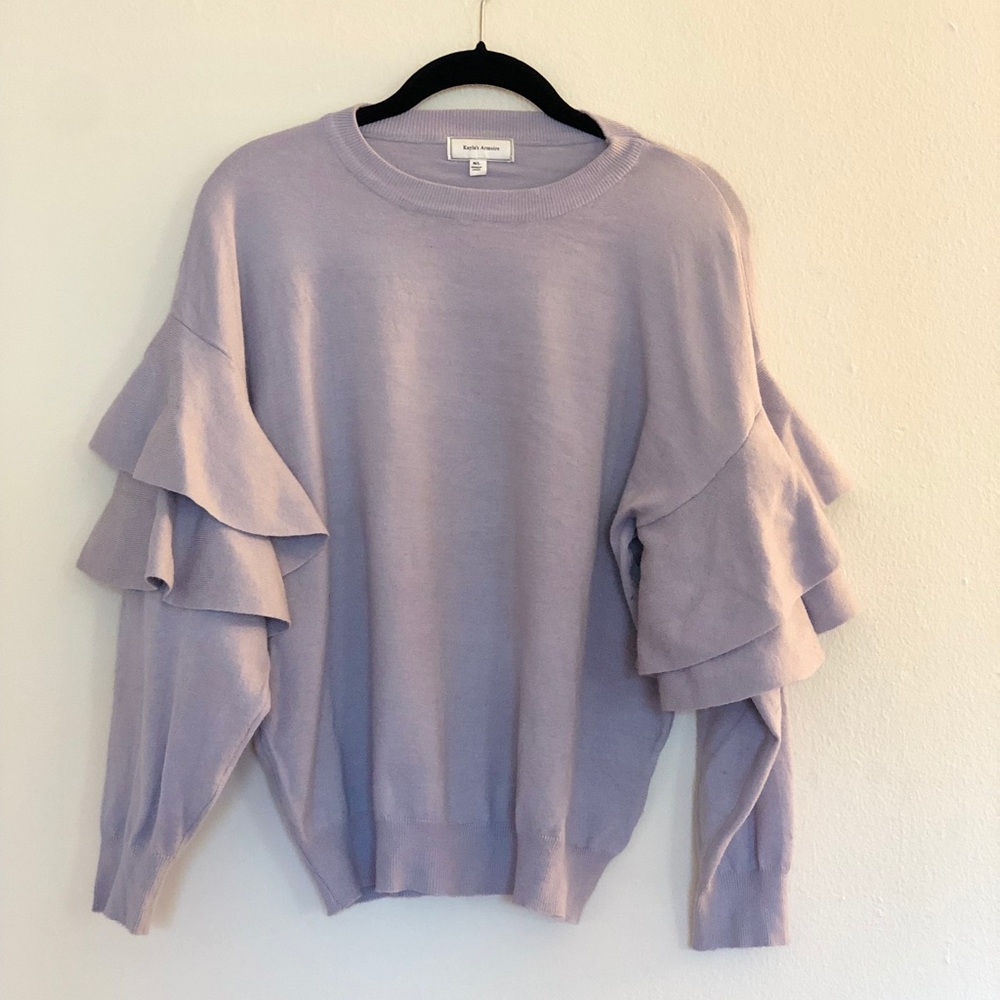 Lavender ruffle-sleeve sweater